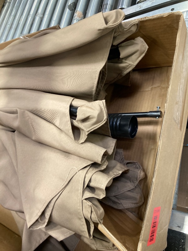 Photo 1 of ***used***Edx 15ft Patio Umbrellas (Base Included) Large Outdoor Double-Sided Rectangle Market Umbrella with Stand for Poolside Lawn and Backyard Khaki
