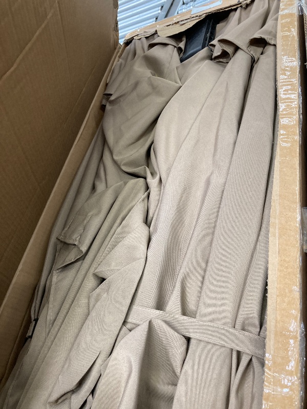 Photo 1 of ***used*****Edx 15ft Patio Umbrellas (Base Included) Large Outdoor Double-Sided Rectangle Market Umbrella with Stand for Poolside Lawn and Backyard Khaki
