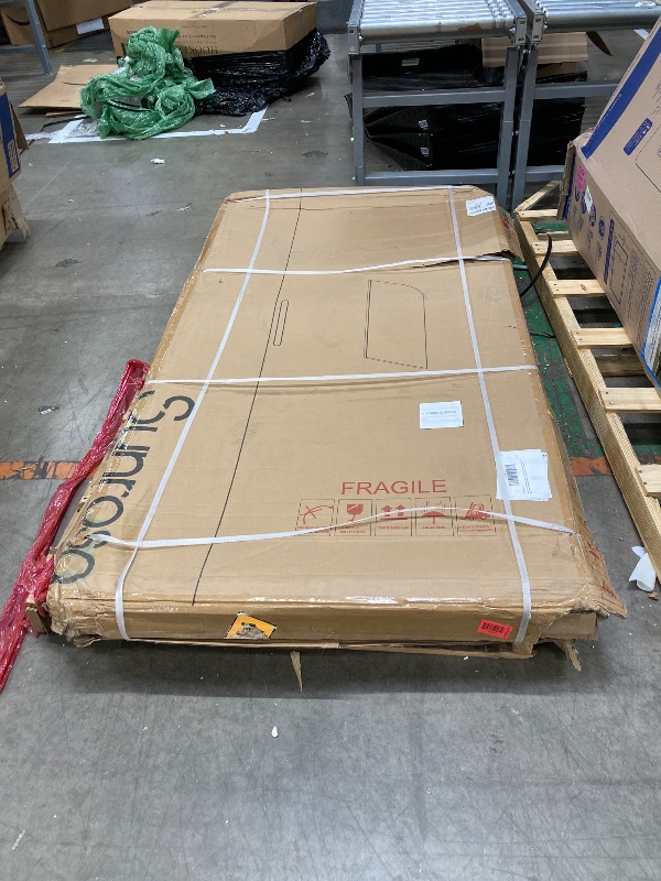 Photo 1 of **DAMAGED PACKAGING***Sunrosa 36"×76" Shower Glass Panel,8mm Thick Shower Screen,Brushed Gold Semi-Frameless Bathroom Shower Door, Easy to Clean, Curved Angle Glass Panel