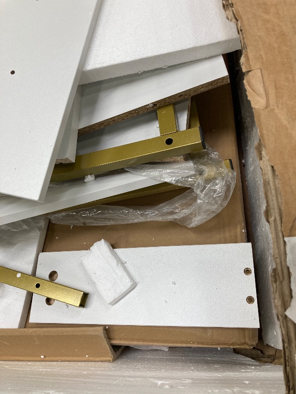 Photo 1 of ****USED + MISSING PARTS*****Ktaxon Vanity Table Set with Lighted Mirror Makeup Table with 4 Drawers Dressing Vanity Tables Dresser Desk for Girls Women White
