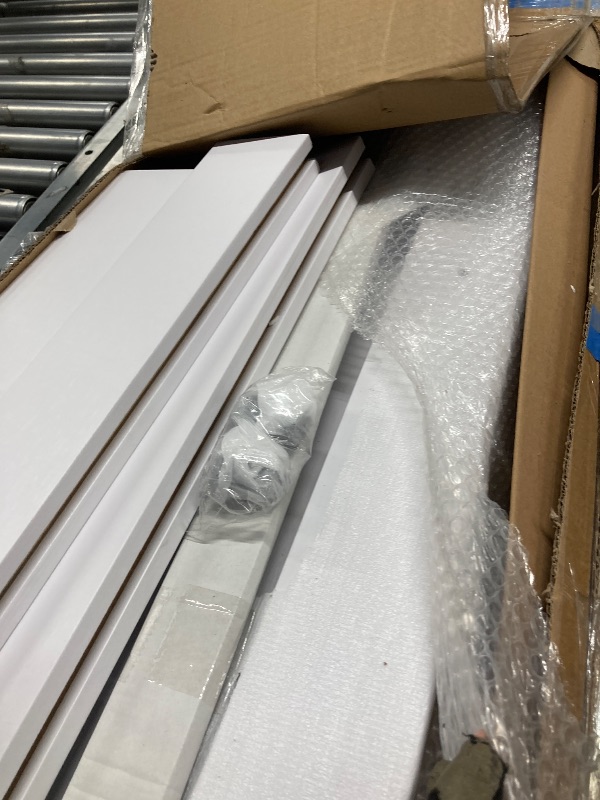 Photo 1 of ***missing parts*****Fredbeck 36inx80in White Barn Door and 6.6FT Sliding Barn Door Hardware Kit Included,Solid,MDF, PVC Surface,DIY Assembly,5-Panel,Fit 33in-34in Opening