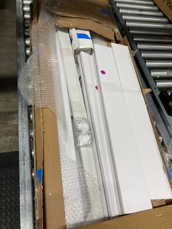Photo 1 of ***missing parts*****Fredbeck 36inx80in White Barn Door and 6.6FT Sliding Barn Door Hardware Kit Included,Solid,MDF, PVC Surface,DIY Assembly,5-Panel,Fit 33in-34in Opening