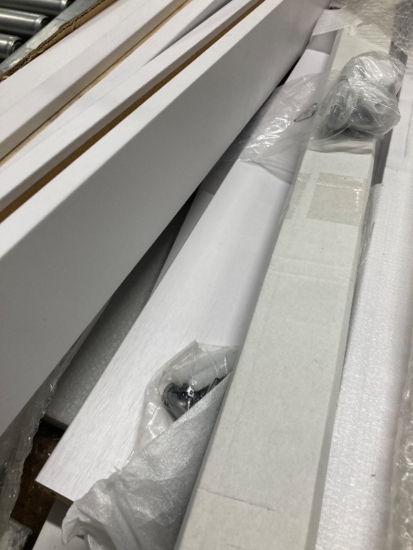 Photo 1 of ***missing parts*****Fredbeck 36inx80in White Barn Door and 6.6FT Sliding Barn Door Hardware Kit Included,Solid,MDF, PVC Surface,DIY Assembly,5-Panel,Fit 33in-34in Opening
