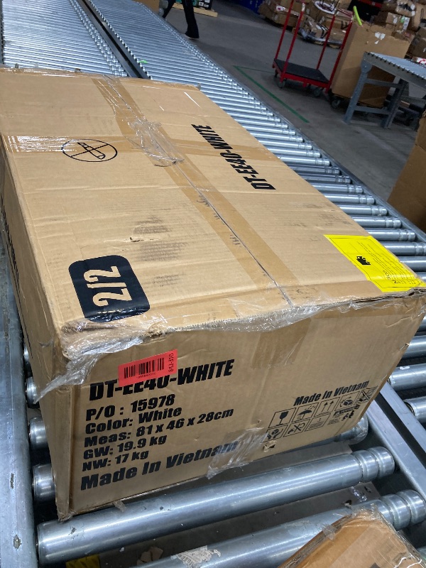 Photo 1 of ****PARTIAL SET*******  BOX 2 OF 2 *************FDW | 5-Piece Dining Table Set | White | Glass Kitchen Table with 4 Upholstered Chairs and Faux Leather Cushions | Space-Saving and Modern Design | for Dining Room, Easy to Assemble