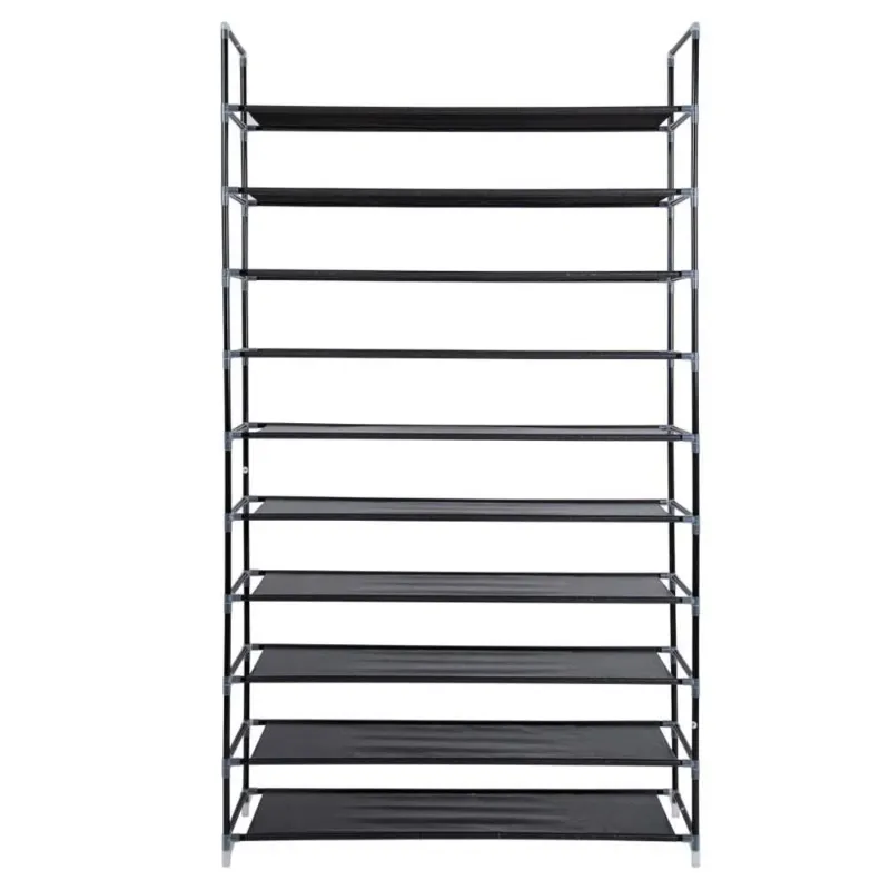 Photo 1 of **minor damage*** it has a little cut****Zimtown 10-Tier 50 Pairs Shoe Rack Non-woven Fabric Shoe Tower Shoe Shelf Stand Shoe Storage Organizer Cabinet for Entryway Closet, Black Finish