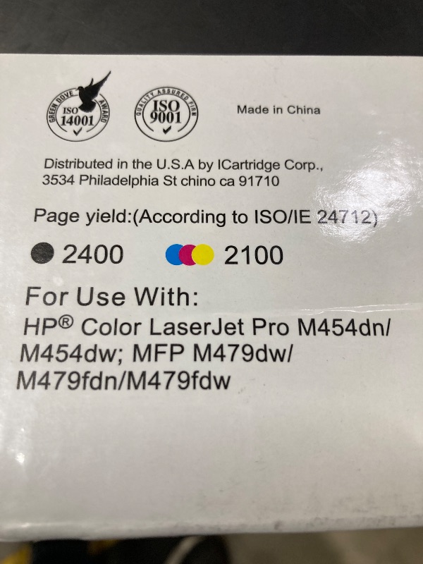 Photo 1 of ***ONE UNSEALED CARTRIDGE -SELLING AS IS*** 414A Toner Cartridges 4 Pack (with Chip) Compatible Replacement for HP 414A 414X for Color Laserjet Pro MFP M479fdw M479fdn M479dw Pro M454dw M454dn M479 M454 Printer Ink W2020A W2020X High Yield ***(BOX RIPPED