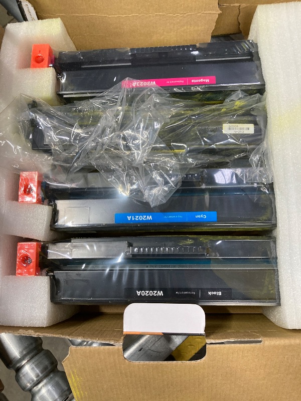 Photo 1 of ***ONE UNSEALED CARTRIDGE -SELLING AS IS*** 414A Toner Cartridges 4 Pack (with Chip) Compatible Replacement for HP 414A 414X for Color Laserjet Pro MFP M479fdw M479fdn M479dw Pro M454dw M454dn M479 M454 Printer Ink W2020A W2020X High Yield ***(BOX RIPPED