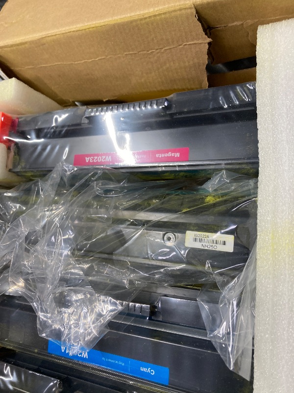 Photo 1 of ***ONE UNSEALED CARTRIDGE -SELLING AS IS*** 414A Toner Cartridges 4 Pack (with Chip) Compatible Replacement for HP 414A 414X for Color Laserjet Pro MFP M479fdw M479fdn M479dw Pro M454dw M454dn M479 M454 Printer Ink W2020A W2020X High Yield ***(BOX RIPPED