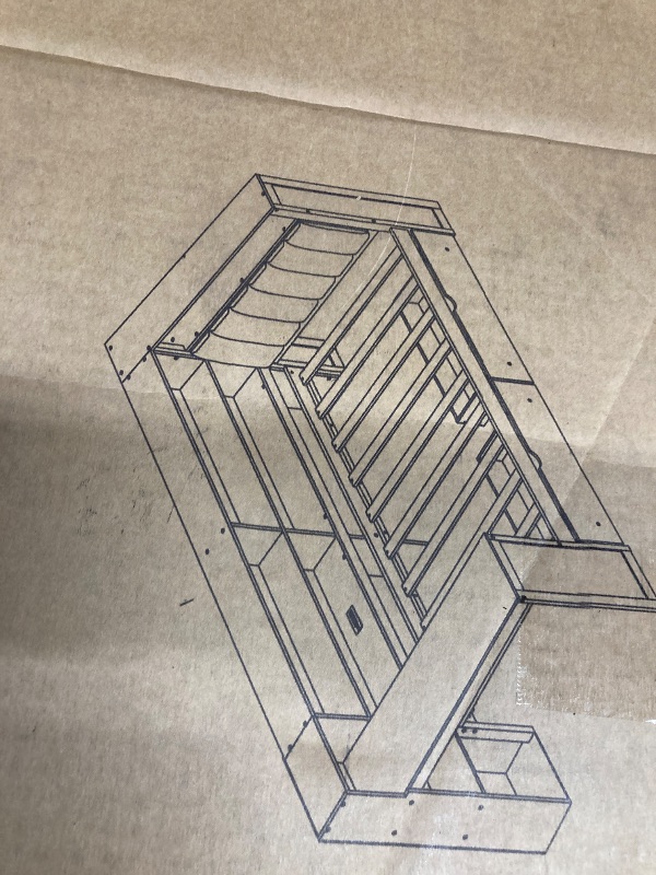 Photo 1 of ***PARTS ONLY***
Bellemave Twin Corner Bed with Storage Shelves and Desk, Upholstered Headboard Daybed with Bookcase and Drawers?Daybed with Storage, White+Beige Cushion