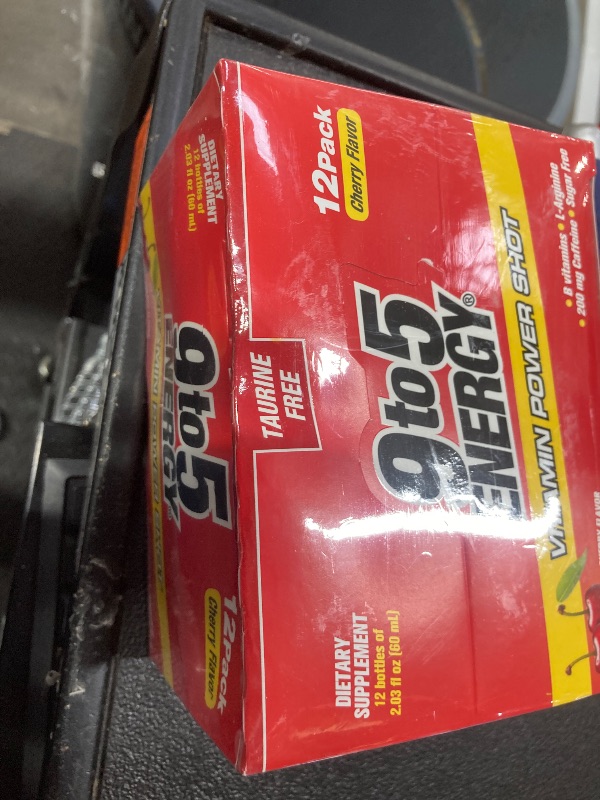 Photo 1 of **exp jun 2027**9TO5 ENERGY Vitamin Power Shot - Cherry Flavor, Taurine-Free, Sugar-Free, 12 Pack (2.03 fl oz Each) - Boost Energy, Focus, and Vitality with B Vitamins and L-Arginine