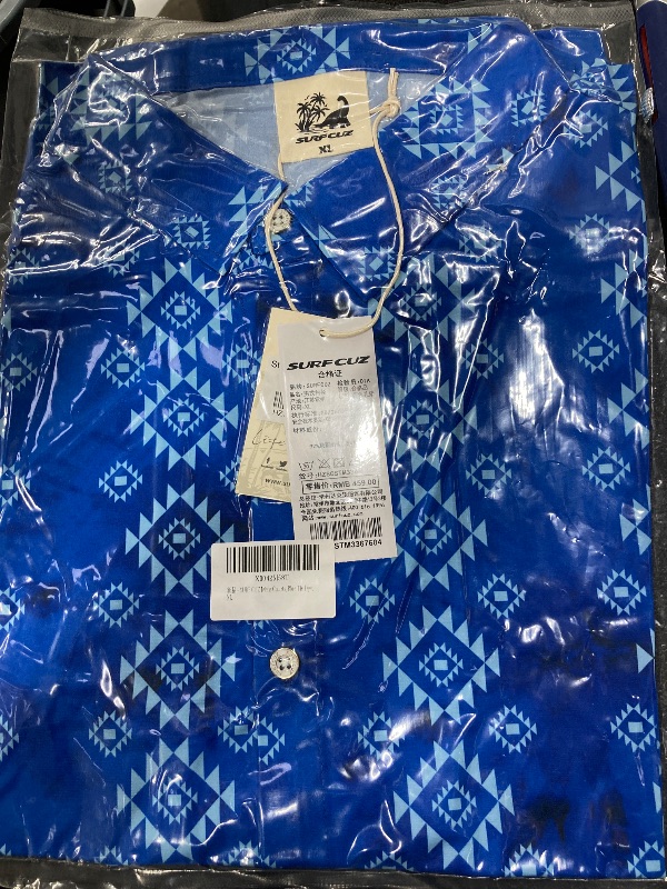 Photo 1 of **reference image**SURF CUZ Mens Hawaiian Shirts Short Sleeve Stretch Loose Fit Casual Aloha Shirt Vacation Mens Tropical Button Down Beach Shirts(Blue-Flower,X-Large)