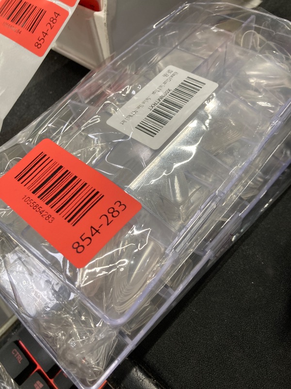 Photo 1 of  2 Almond Clear Nail Tips/False Nails/Fake Nails/Press on Nails:500Pcs Almond Pre-shaped Full Cover False Nails for Gel Art Polish, Soak Off Easy Nail Extensions Acrylic Fake Nails, False Press on Nail Tips with Box for Nail Salon/Home DIY Nail Art