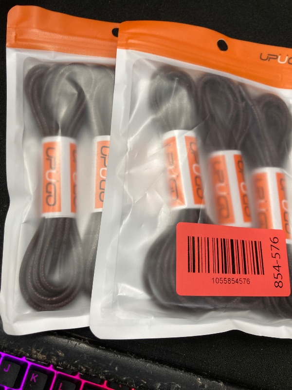 Photo 1 of  2 UpUGo Waxed Round Shoe Laces, 3/32" Thin Formal Business Oxford Shoelaces for Men or Women's Dress Shoes