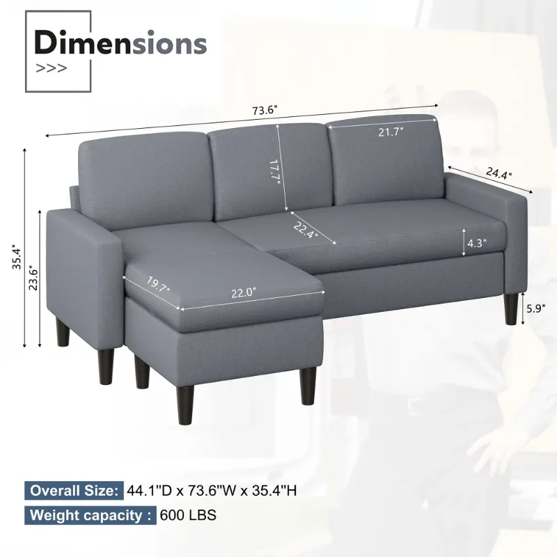 Photo 1 of ****Parts only****

Walsunny 73.6" Convertible Sectional Reversible Sofa Couch, Sleeper Sectional L-Shaped Couch 3-Seat Sofa with Reversible Chaise for Small Space,Dark Gray
