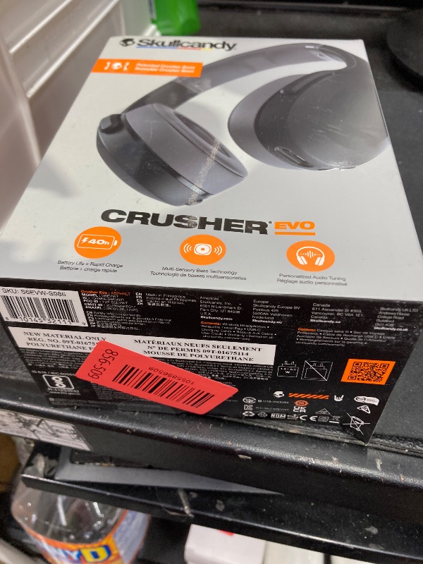 Photo 1 of ***Seal Factory***
Skullcandy Crusher Evo Wireless Bluetooth Headphones with Multi-Sensory Bass, Noise Isolating Over-Ear Fit, Up to 40 Hours Battery, Microphone for iPhone Android - Asphalt