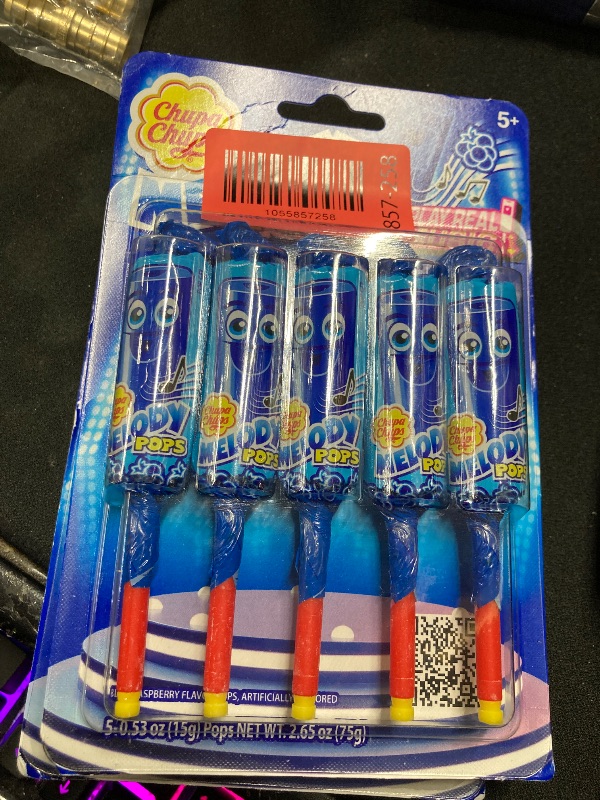 Photo 1 of 2 Chupa Chups Melody Pop, Halloween Trick or Treat Candy, Blue Raspberry Flavor, Whistle Lollipops, Individually Wrapped Candy Suckers, 5 Count Pack