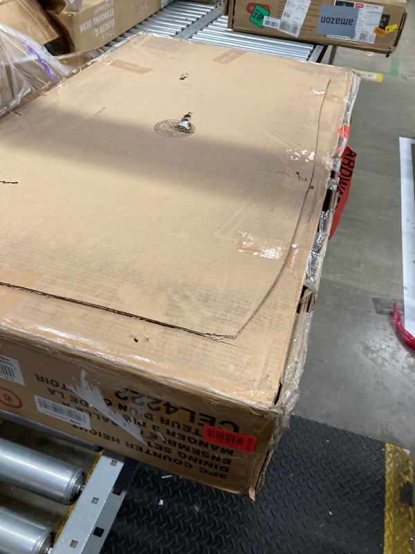 Photo 1 of ** MISSING BOXES **
OSP Home Furnishings Celina Farmhouse Counter Height Dining Set, 3-Piece, Woodgrain Natural Wood Finsh