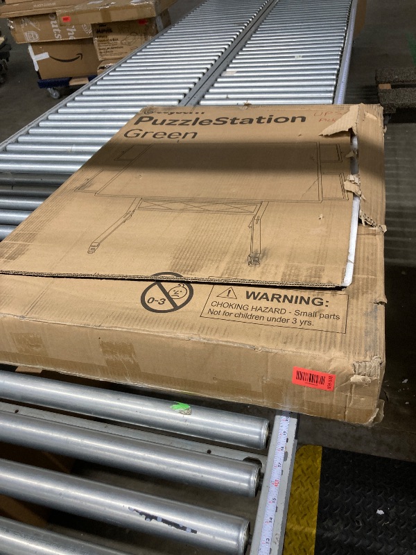 Photo 1 of **CLEAR PLASTIC COVER HAS SOME DAMAGE-SEE PIC**JoyBerri Jigsaw Puzzle Table/Rolling Puzzle Desk - 1500 Piece Puzzle Board with Bonus Puzzle/Portable Jigsaw Puzzle Tables with Drawers and Legs - Height Adjustable for Adults and Kids