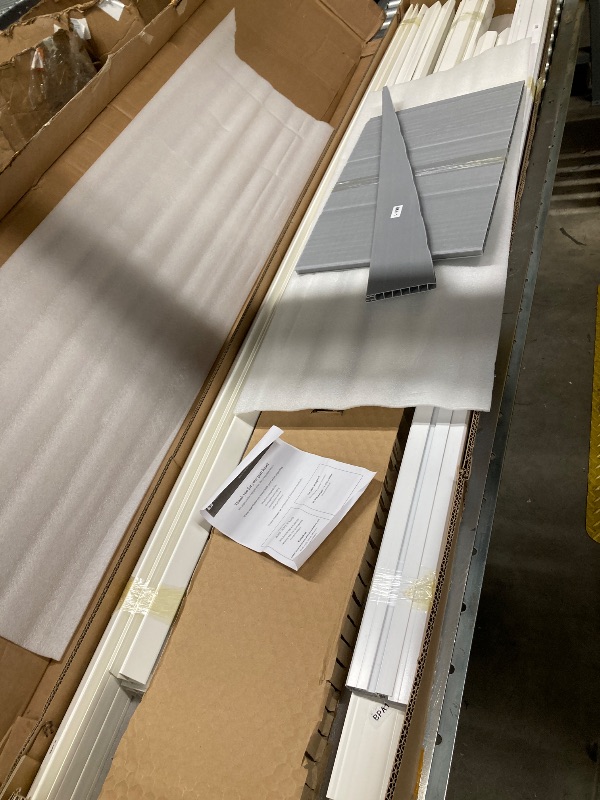 Photo 1 of ***MISSING BOX 1 OF 2 - PARTS-MISSING SELLING AS IS*** 
YITAHOME Outdoor Horizontal Storage Sheds w/o Shelf, 35 Cu Ft Lockable Resin Waterproof Shed, Ideal for Garden Tools, Easy to Assemble, Light WHITE