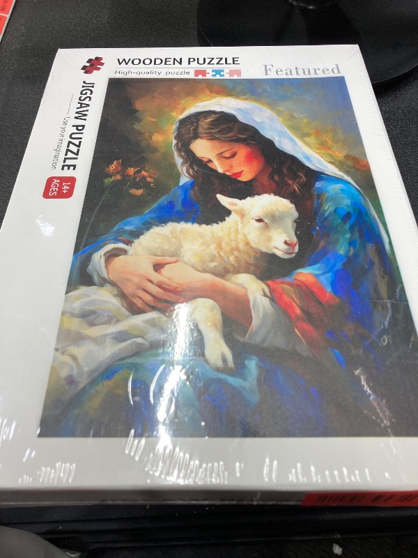 Photo 1 of ***FACTORY SEAL***

 Woman Mary and Sheep Jigsaw Puzzles for Adults 1000 Pieces, Jesus Religious Faith Art Jigsaw Puzzle Colorful DIY Craft Puzzles for Home Decoration Gifts, Family Puzzle Perfect for Game Nights
