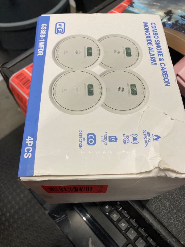 Photo 1 of *** FACTORY SEAL***

Wi-Fi Smoke Detector Carbon Monoxide Detector Combo with Replaceable Battery, Smart Smoke and CO Detector with LCD Display, 4 Packs