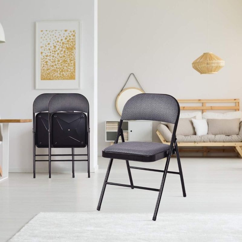 Photo 1 of  4-Pack Folding Chairs, Fabric Dining Chair Set with Metal Frame, Padded Seat and Back, Non-Slip Foot Pads, Foldable Event Chairs, Party Chair Set for Home Office, Guest Room, Conference Room
