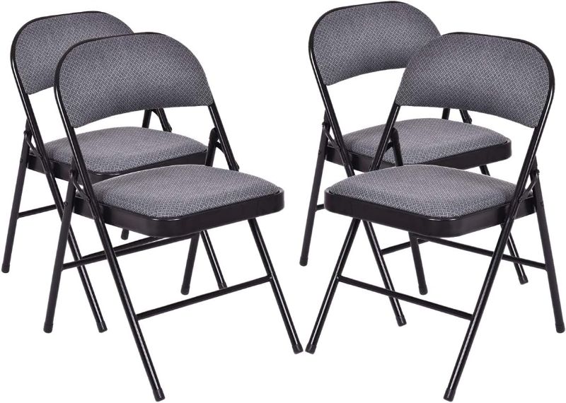 Photo 1 of  ***FACTORY SEAL***

4-Pack Folding Chairs, Fabric Dining Chair Set with Metal Frame, Padded Seat and Back, Non-Slip Foot Pads, Foldable Event Chairs, Party Chair Set for Home Office, Guest Room, Conference Room

