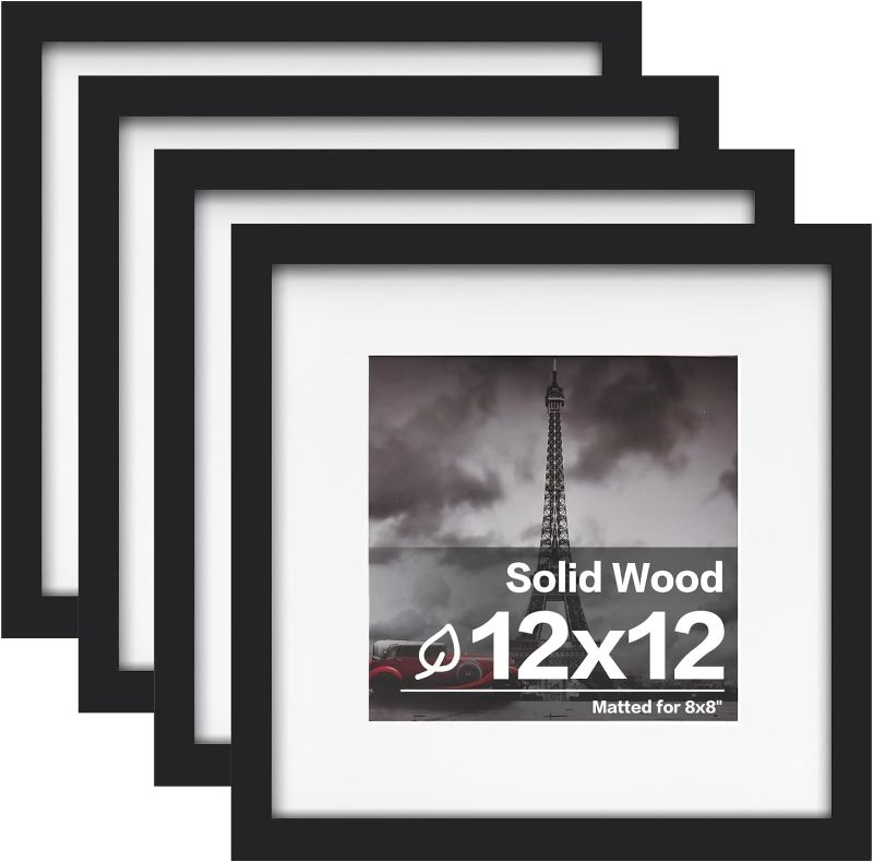 Photo 1 of  12x12 Frame, Made of Solid Wood with HD Plexiglass for Pictures Set of2, Black

