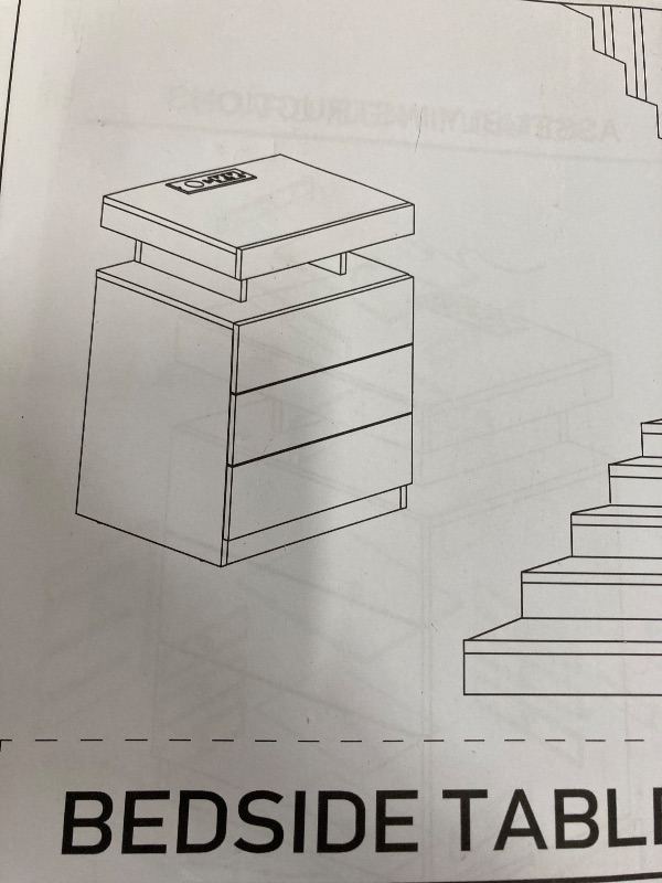 Photo 1 of ** MISSING PARTS ** Hommpa Nightstand Wireless Charging Station USB Port Type C Outlets Modern Bedside Table 3 Drawer Smart LED Nightstand Tall Night Table Black High Gloss End Side Table for LivingRoom Bedroom