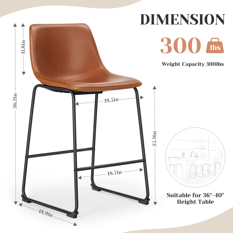 Photo 1 of
EDX Counter Height Bar With Back and Footrest, Metal Frame, 26 inch, Brown
