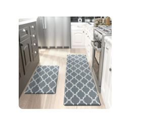 Photo 1 of **ONLY THE LARGE MAT**Kitchen Rugs and Mats 2 Piece Set,17.7"x29.5"+17.7"x59" Anti Fatigue Runner Rug Waterproof Memory Rug Cushioned Standing Mat, Jungle Grey