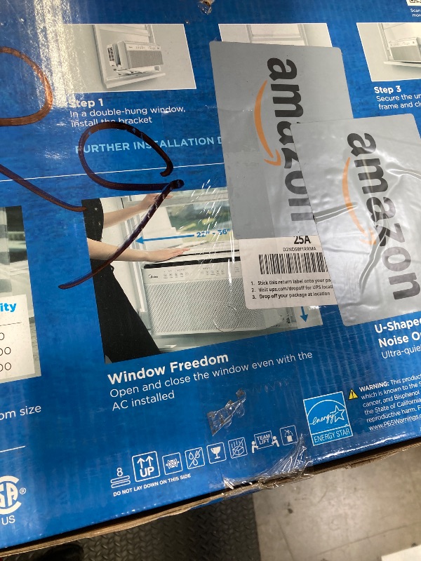 Photo 1 of ***FACTORY SEAL***
8,000 BTU U Shaped Smart Inverter Window Air Conditioner - Cools 350 Sq Ft, Ultra Quiet with Open Window Flexibility - Alexa/Google Assistant Compatible - 35% Energy Savings, Remote (Updated)