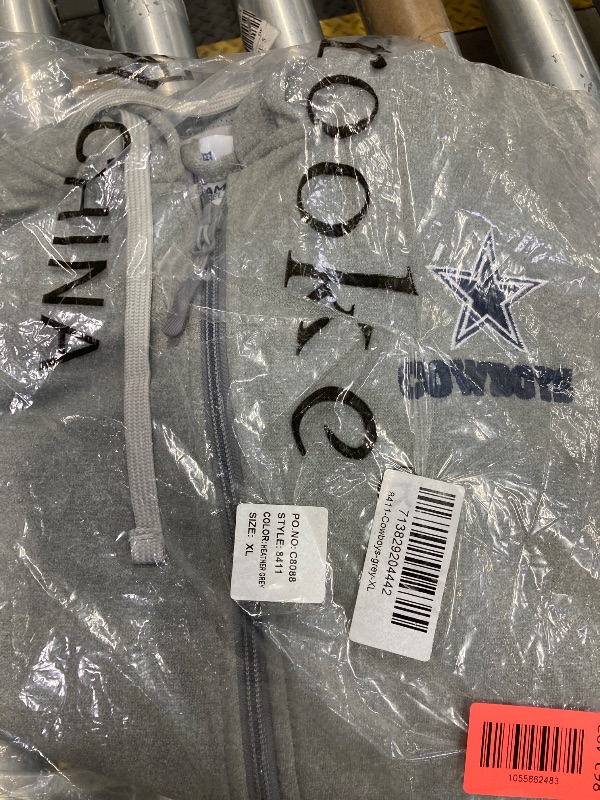 Photo 1 of NFL Men's Heather Gray Full Zip Hoodie (XL)