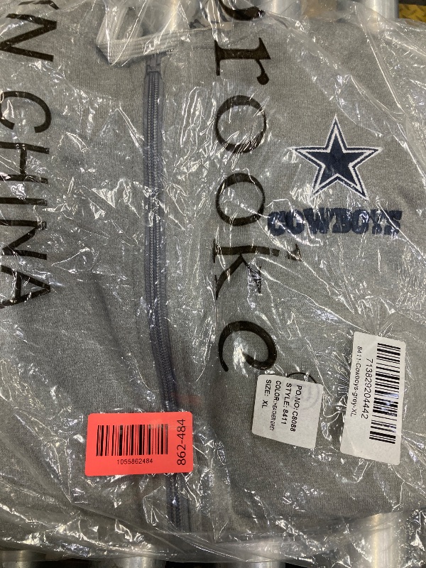 Photo 1 of NFL Men's Heather Gray Full Zip Hoodie with Team Color XL