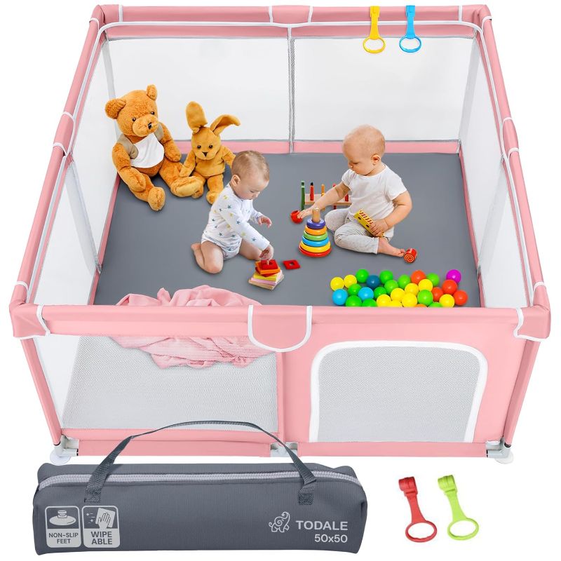 Photo 1 of  Baby Playpen Play Yard with Breathable Mesh & Anti-Slip Base - Portable Crib & Foldable Playpen for Babies & Toddlers