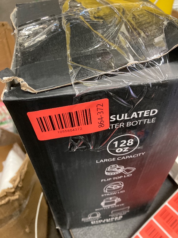 Photo 1 of 1 Gallon Insulated Water Bottle - with Straw & Auto Chug Lid, Paracord Handle, Bottle Sleeve, 128 oz Stainless Steel Water Bottle, Large Metal Gallon Water Jug Canteen for Sport Work