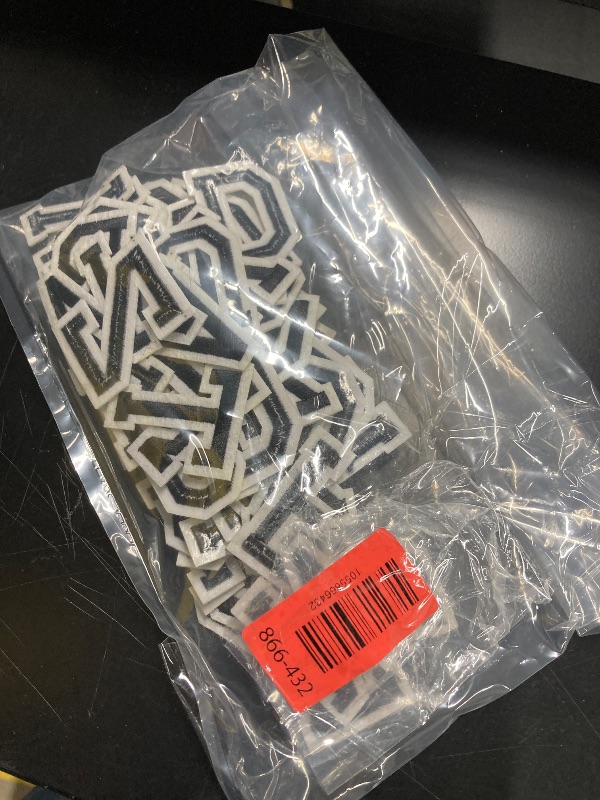 Photo 1 of ***(MISSING PIECES-SELLING AS IS)*** 
 Iron on Letter Alphabet Fabric Patches with Ironed Adhesive Embroidered Decorate Repair A-Z Letter for Bulletin Board School T-Shirts, Jeans, Jackets, Socks, Bags, DIY(Black)