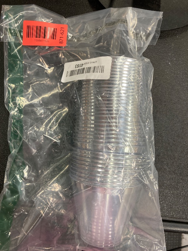 Photo 1 of Silver Disposable Plastic Cups 10 oz Clear Plastic Cups Old Fashioned Tumblers Silver Rim Cup Disposable Elegant Silver Wine Glasses Cocktail Cup