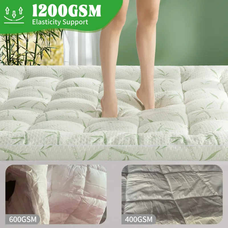 Photo 1 of 
Shilucheng Cooling Bamboo Mattress Topper King, 900 GSM Extra Thick Pillow Top Mattress Pad, Down Alternative Mattress Cover, 8-21" Deep Pocket, White
