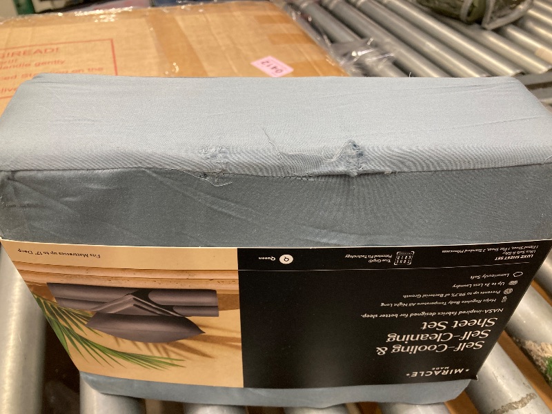Photo 1 of **DAMAGED OUTER PACKAGE**Miracle Made Luxe Soft Cotton Bed Sheet Set, 4-Piece Silver-Infused Cooling Fabric – Lightweight, Hypoallergenic Bedding for Hot Sleepers, Queen Size, Slate Blue