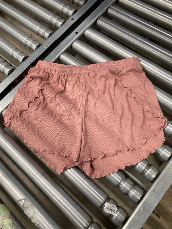 Photo 1 of ***SHORTS ONLY *** 
Ekouaer Women's Ribbed Knit Pajama Short Loungewear Misty Rose, Size Large 