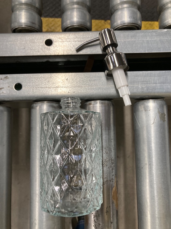 Photo 1 of ***ONE ONLY*** GLADPURE Soap Dispenser - ONE ONLY 12 Oz Clear Diamond Design Glass Refillable Hand Soap Dispensers; with 304 Rust Proof Stainless Steel Pump, Lotion Dispensers for Kitchen, Bathroom