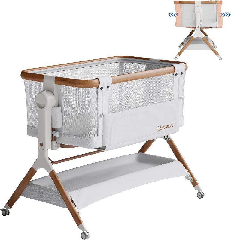 Photo 1 of ***ACTUAL COLOR IS GREY***Bassinet Bedside Sleeper, Rocking Bassinet for Baby, 3 in 1 Crib with 6 Adjustable Height,Breathable Mesh and Lockable Wheels, Baby Must Haves for Newborns***ACTUAL COLOR IS GREY***