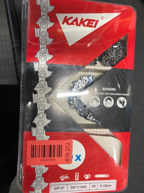 Photo 1 of ****1 ITEM MISSING***2 PACK***KAKEI 8 Inch Chainsaw Chain 3/8" LP Pitch .043" Gauge 33 Drive Links Fits Ryobi P4361, P5452, Greenworks 20142, Milwaukee M18 FUEL 3004, Poulan 810 EPT, Worx WG349 and More (3 Chains)****1 ITEM MISSING***2 PACK***