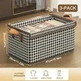 Photo 1 of ***ACTUAL ITEM IS BLUE/GREY NOT CHECKERED***3 Pack Fabric Storage Bins with Lids, Wardrobe Storage Organiser, Stackable Storage Bin, Foldable Storage Baskets with Handle, Closet Organizers and Storage Boxs for Toys, Clothes, Home, Office***ACTUAL ITEM IS 