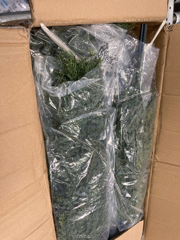 Photo 1 of  2 Pcs 4 Ft Artificial Topiary Cedar Trees, Outdoor Faux Pine Shrubs, Realistic Fake Greenery Plants UV Resistant Cypress Trees for Christmas Porch Front Door Decor (2, Green, 4 Ft)