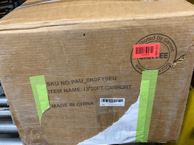 Photo 1 of **MISSING PARTS**Garvee 13x20 ft Heavy Duty Carport, Extra Large Galvanized Steel Car Canopy with All-Season Tarp Cover, 4 Roll-Up Doors & Mesh Windows, Portable Garage Shelter for Car, Truck, SUV, Boat, Grey