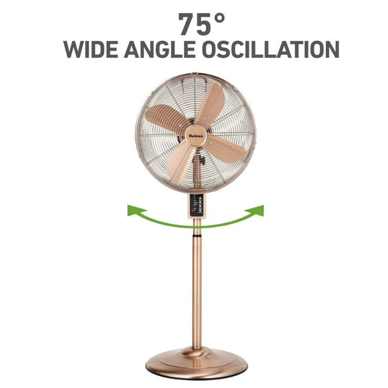 Photo 1 of ***(DAMAGED - SELLING AS PARTS ONLY)***
Holmes 16” Digital Metal Stand Fan, 3-Speed, Oscillating, Adjustable Height, Remote, Copper