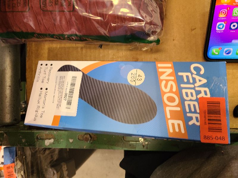 Photo 1 of 1 Pair Carbon Fiber Insole for Men Women Rigid Carbon Fiber Shoe Insert Carbon Fiber Foot Plate for Hallux Rigidus Limitus, Turf Toe?Morton's Toe (10.45” / 265mm - Men's 9 / Women's Size 10), Black