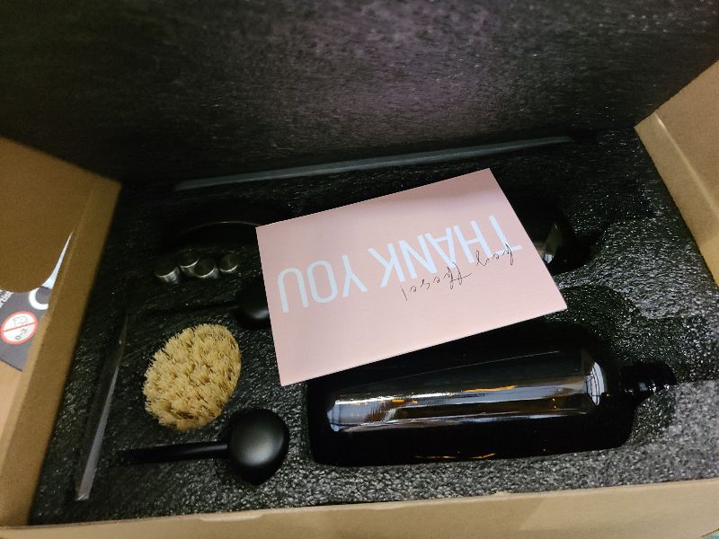 Photo 1 of [Luxury] Kitchen Soap Dispenser Set - 16OZ Amber Glass Bottle, Stainless Steel Pump, Instant Dry Tray, Waterproof Labels, Non-Slip Silicone Pad, and Dish Brush | Upgrade for Your Kitchen and Bathroom